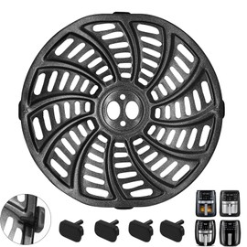 GCQ Air Fryer Grill Pan for Gourmia GAF698 GAF686 Air Fryer, Oval Nonstick 9.3''×8.9'' Air Fryer Replacement Parts Rack Tray Basket Accessories Grill Plate Crisper Plate with Rubber Bumpers