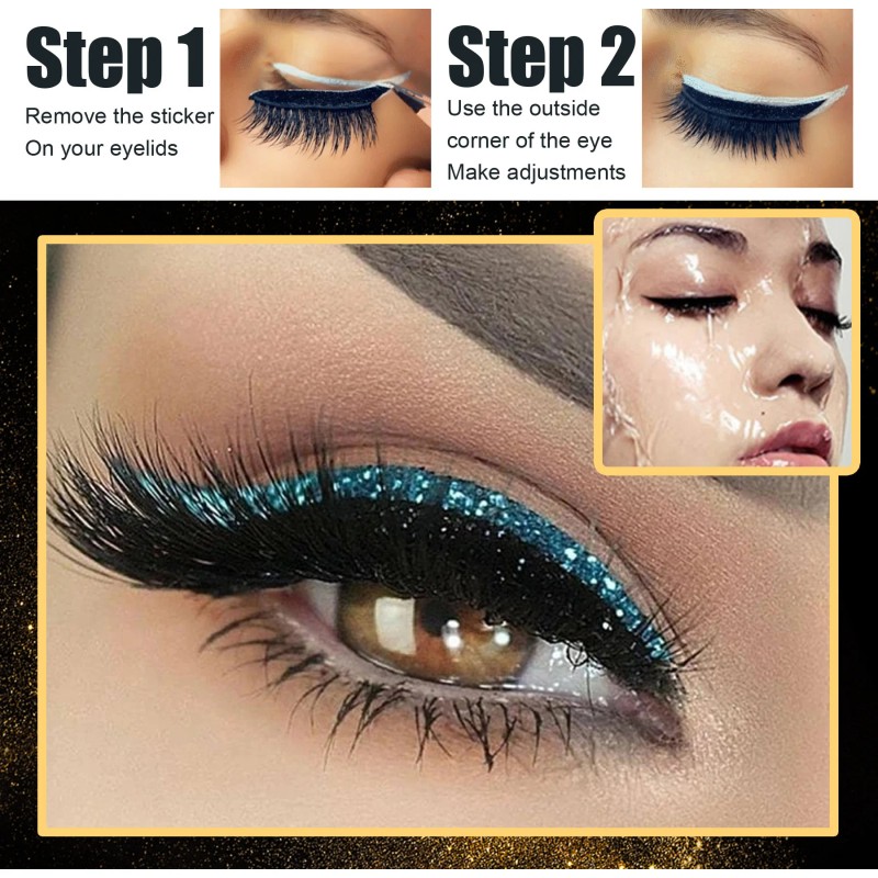 New European American Glitter Self-Adhesive Waterproof Eyeliner Eyeshadow Stickers Double