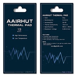 Aairhut Thermal Pads 13W/mK, 85 x 45 x 2.5mm Silicone Cooling Heatsink Thermal Pad GPU Non Conductive Heat Resistance Extreme Odyssey Cover with Dual Self-Adhesive Films for PC Laptop/CPU/LED