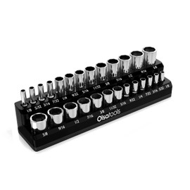Olsa Tools Magnetic Socket Organizer | 1/4-Inch Drive | SAE | Black | Holds 26 Sockets | Professional Quality Tools Organizer