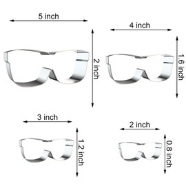 Glasses Sunglasses Cookie Cutter Set for Baking, 5/4/3/2 inch, 4 Piece, Stainless Steel