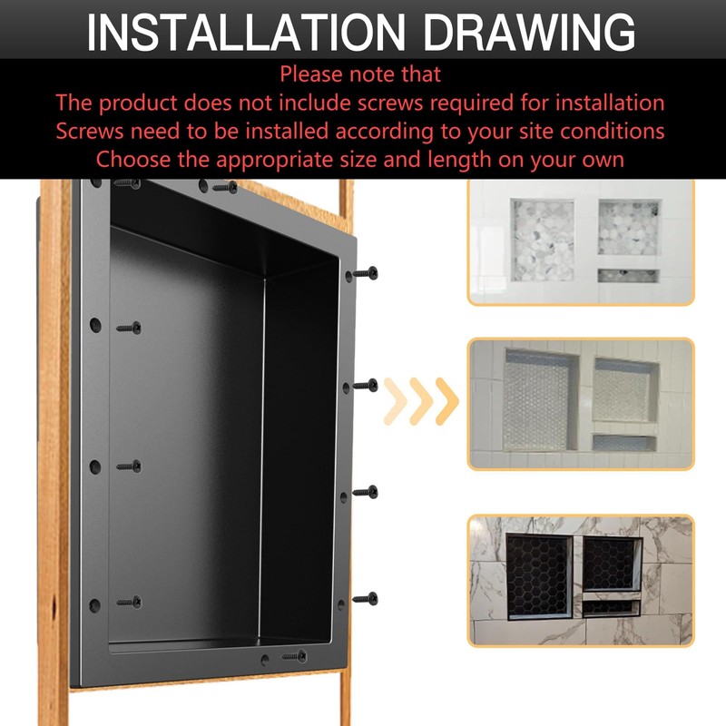 XZETORA Shower Niche SMC Material 40(20+14+6) X16in Niche for Shower