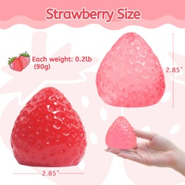 AFKLMNE 2-Pack Taba Squishy Strawberry Sensory Fidget Toys Adults, Anxiety Stress Relief Squeeze Toy, Soft Cute Kawaii Squishy’s for Desk, School (Red)