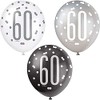 Dazzling 60th Glitz Black, Silver & White Premium Latex Balloons