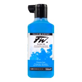 Daler-Rowney FW Acrylic Ink Bottle Process Cyan - Versatile Acrylic Drawing Ink for Artists and Students - Permanent Calligraphy Ink - Archival Ink for Illustrating and More