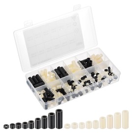 PATIKIL M5 Nylon Spacer Set, 180Pcs Non-Threaded ABS Round Spacer Standoff Assortment Electrical Outlet Spacers for PCB Motherboard, Circuit Board, Switch and Receptacle, Black/White