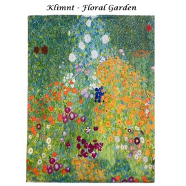 GFM® Wool Blend Cashmere Texture Painting Art Based Print Shawl Scarf for Autumn Winter (Klimt Floral Garden)(PWSHL-FS-7938-A)