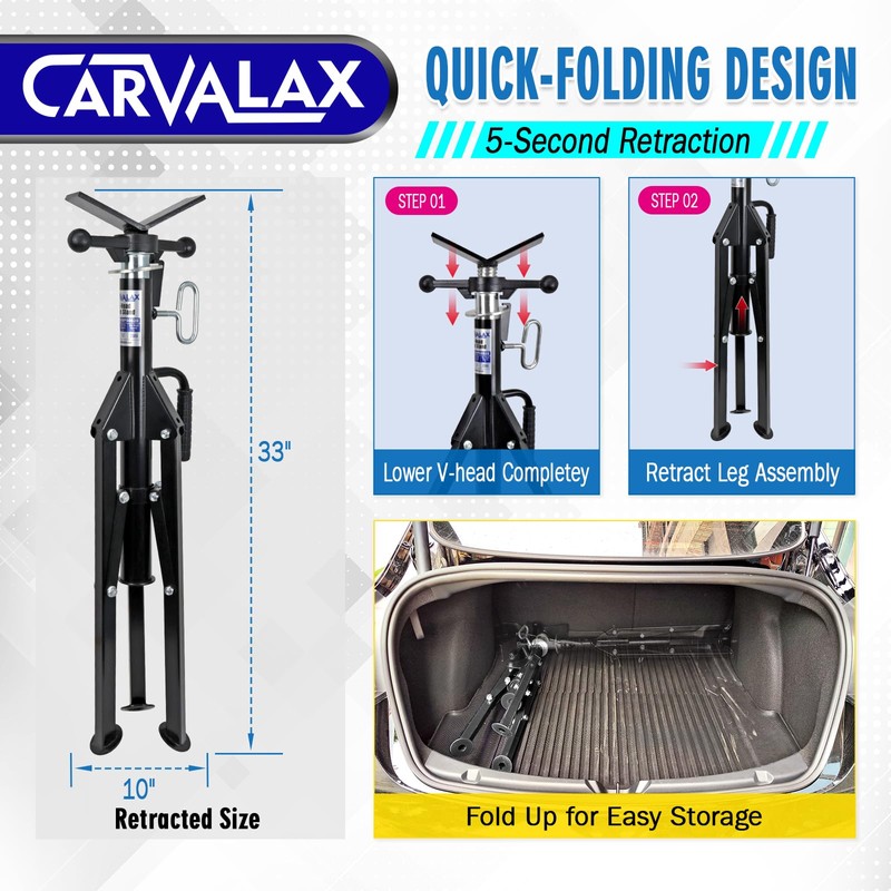 CARVALAX V-Head Pipe Jack Stands, 28"-52" Adjustable Pipe Stand Fits