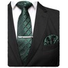 Jemygins Men’s Wedding Checked Ties and Handkerchiefs - Plain Set