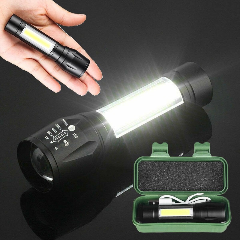 CLEZGO Rechargeable Flashlights High Llumens LED-Mini USB Rechargeable Flashlight for