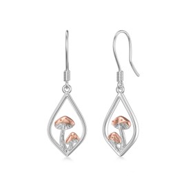 VONALA Mushroom Earrings 925 Sterling Silver Mushroom Dangle Drop Earrings Jewellery Gifts for Women Girl