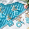 MORSUNBELA Keychain Blue Initial Key chain Key Ring Letters R