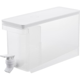 Yamazaki 1582 Refrigerator Drink Server, 0.9 gal (2.8 L), White, W 3.9 x D 12.4 x H 6.7 inches (10 x 31.5 x 17 cm) (including faucet and valve), Tower, Dishwasher Safe, Cold Water Bottle, Barley Tea