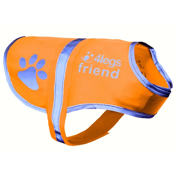 4LegsFriend Safety Reflective Vest for Dogs - High Visibility for Outdoor Activity Day and Night, Protect Your Pet from Cars & Hunting Accidents (Blaze Orange)