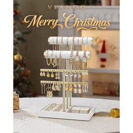 Vlando Accessory Stand Bracelet Earrings Ring (White)