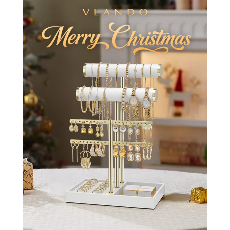 Vlando Accessory Stand Bracelet Earrings Ring (White)