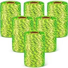 Amylove 6 Roll Mason Nylon String 500 ft Nylon Twine Braided Twine String Twine Heavy Duty Outdoor Twine Rope Hanging String Masonry String Line for Construction DIY Project (Fluorescent Yellow Black)