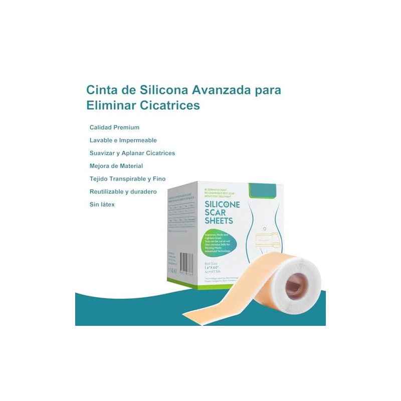 Cinta de Silicona Médica Avanzada para Eliminar Cicatrices, (Rollo de