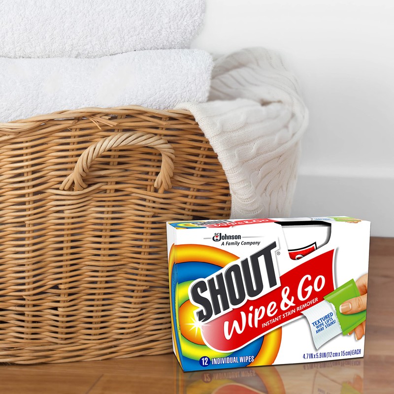 Shout Wipes, Wipe and Go Instant Stain Remover, Laundry Stain