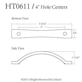 JETLAND Arched Hammered Cabinet Pulls - 4-Pack, Aged Silver, 4" Hole Centers, Rustic Solid Cast Handle Pulls for Dresser Nightstand Furniture, HT0611OS102