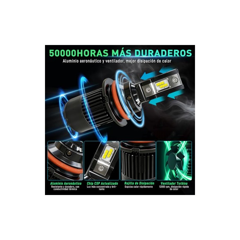 Focos LED 9007 HB5 para Auto, 30000LM 200W 6000K 600%