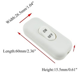 Hahiyo 6A 250V Inline Cord Switch Rocker Button Double Pole on/Off Control Switches Compact Wiring Design Easy Install Multi-Function 1 PCS for Kitchen Lights Bedroom Table Lamp Light Gauge Wire