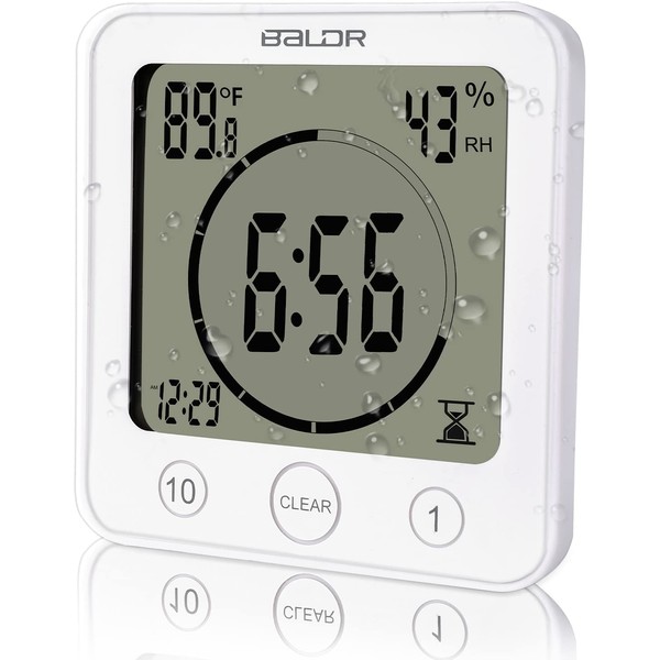 Trintion Shower Clock Waterproof Digital Bathroom Clock with Suction Cup