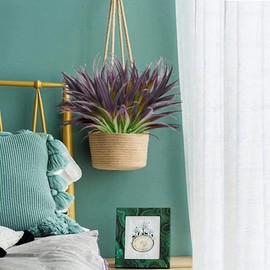 AUMVEYI 16pcs Artificial Plants Outdoor Flowers UV Resistant Fake Tall Grass Plants Faux Tropical Shrubs Plastic Greenery Bushes Front Porch Patio Garden Outside Decoration (Purple)