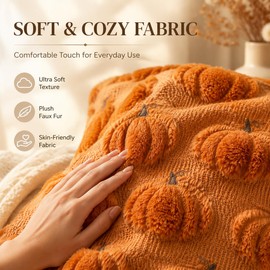 Pumpkin Fall Pillow Covers 18x18In Set of 2 Orange, Ultra Soft