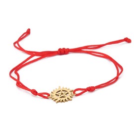 UNIFT Pentagram Sun Bracelet For Women & Men Stainless Steel Hollow Out Supernatural Double Rope Bracelet Charms Bracelet Wicca Jewelry Gifts (gold)