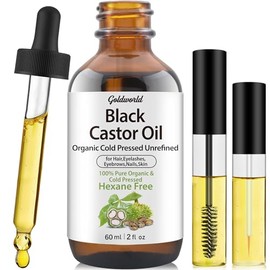 Aceite De Ricino Negro Puro Orgánico Prensado En Frío, Para Cabello Cejas Suero Crecimiento De Pestañas Para Crecer Pestañas, Aceite De Ricino Para Piel Cuerpo Cara, Aceites De Ruedas Sin Re