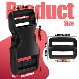 YGDZ Buckles 1", Buckles for Straps 1 inch 5 PCS, 10PCS Tri-Glide Slide Set, Plastic Quick Side Release Buckles Heavy Duty Dual Adjustable Strap Clips No Sew Fit 1 inch Webbing, for Backpack Buckle