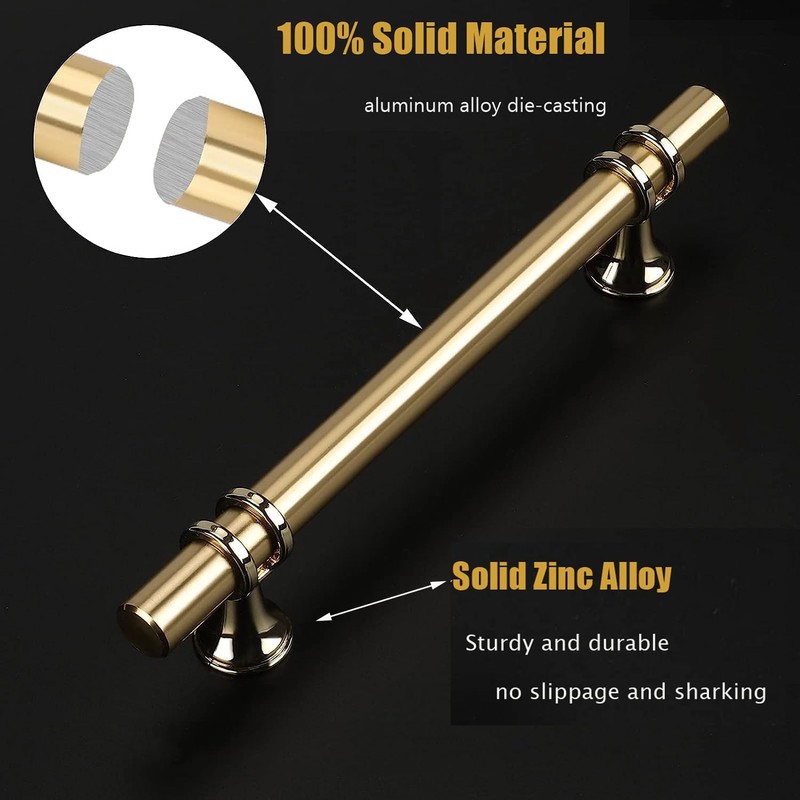 Haliwu 10 Pack Gold Cabinet Handles, Brushed Brass Cabinet Pulls