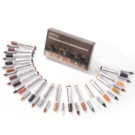 DEWEL Wood Furniture Markers & Filler Sticks Repair Kit, New Improved 18 Colors Touch Up Markers and Wax Sticks - Cover Damaged Wooden Surface and Floor, for Pet Scratches, Stains, Cracks and Dents