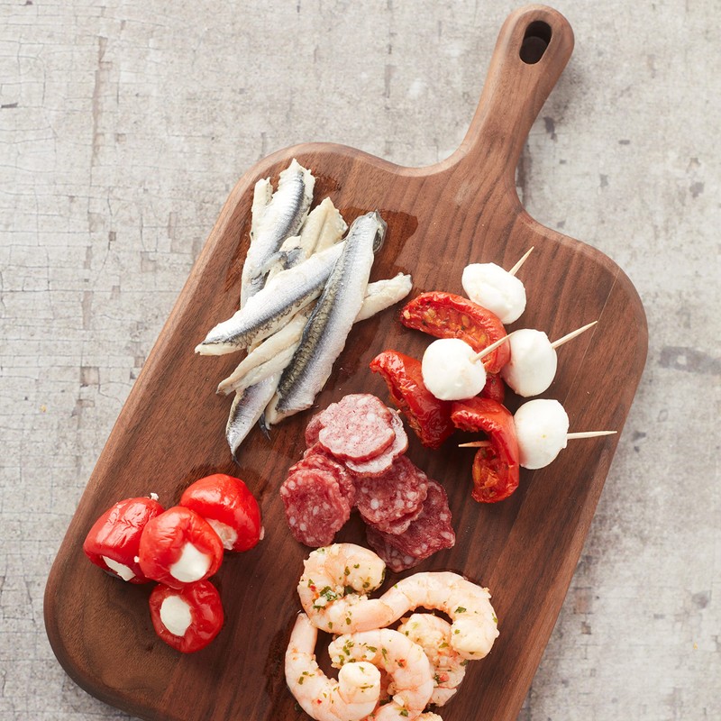 Point Virgule Walnut Wood Serving Board with Handle, Perfect for