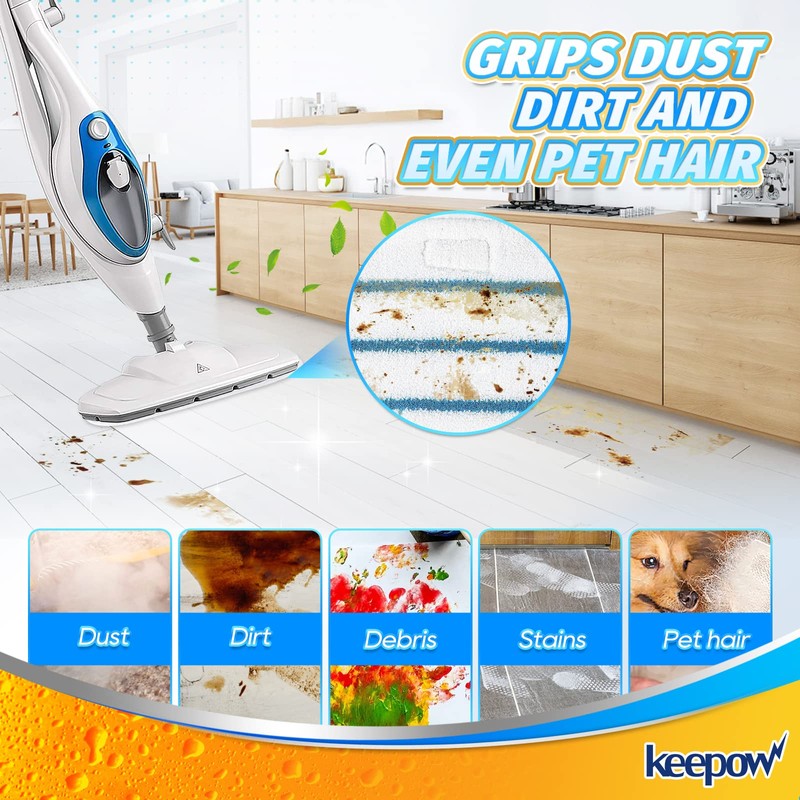 KEEPOW Steam Mop Pads Compatible with PurSteam ThermaPro 10-in-1 Steam