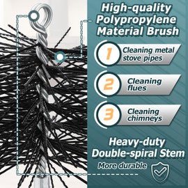 Chimney Cleaning Brush with Standard 1/4" NPT End Fitting - 8 Inch Fiberglass Chimney Brush for Cleaning Chimney Hearth Fireplace