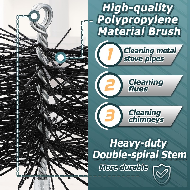 Chimney Cleaning Brush with Standard 1/4" NPT End Fitting -