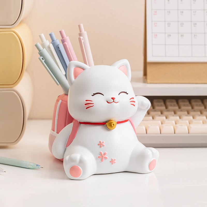 Cat Pen Holder Multipurpose Resin Innovative Cute Pencil Holder for