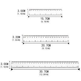QincLing 3 PCS Plastic Ruler Set, Clear Ruler Transparent Straight Ruler Shatter Resistant Ruler Shatterproof Ruler 6 8 12 Inches(15 20 30cm) Measuring Ruler Tool Student School Office Teaching Ruler