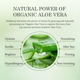 Aloderma- Hidratante facial iluminador con 75% de aloe vera orgánico: loción facial de aloe natural para nutrir y