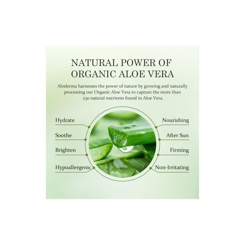 Aloderma- Hidratante facial iluminador con 75% de aloe vera orgánico: