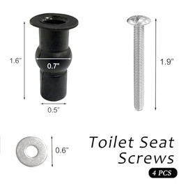 Quacc 4 PCS Universal Toilet Seat Hinges Screws, Stainless Steel & Rubber, Top Mounting Hardware, Fixes Shifting Toilet Seat, Replaces Plastic Plugs