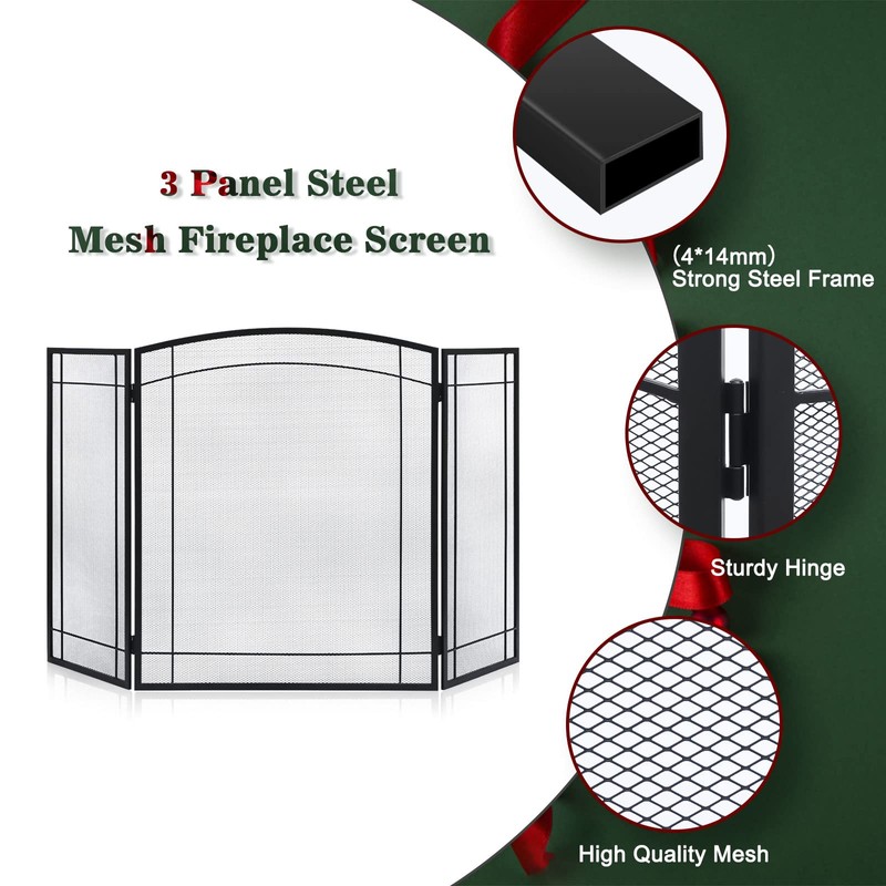 FEED GARDEN 3 Panel Fireplace Screen 48" W x 29"