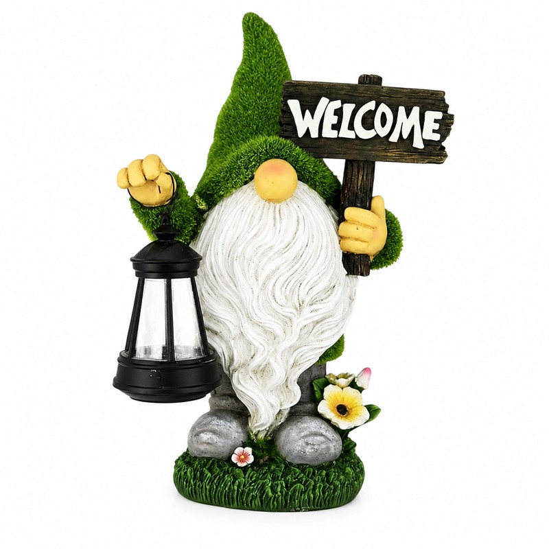 Solar Gnome Garden Statue for Outdoor Decor – Cute LED