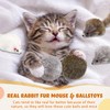 Lewtemi 24 Pcs Real Rabbit Fur Mouse Toys for Cats