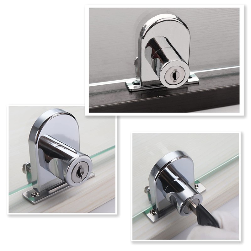 Luomorgo 2Pcs Showcase Lock Stainless Steel No Drill Glass Door
