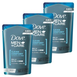 Dove MEN Clean Comfort Moisturizing Sebum, Sticky Foam Face Wash, Refill, 4.3 fl oz (110 ml) x 3, Refreshing and Clean Scent