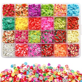 17800Pcs Fruit Slices Nail Art Slices Polymer Clay Slice Nail 3D Slice Colorful Art Supplies for DIY Crafts （24 Styles）