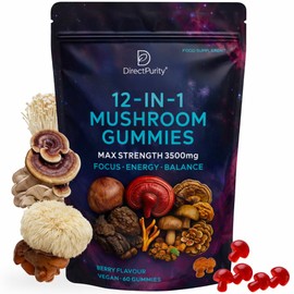 12-in-1 Mushroom Gummies Complex – 3500mg Includes,Lions Mane and Reishi Mushrooms – Premium Mushroom Supplement – Natural Nootropic & Immune Support – Vegan Gummies